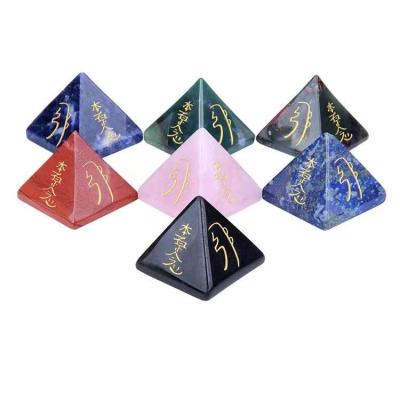 China China Wholesale Pyramid Chakra Crystal Quartz Engraved Reiki Symbol for sale