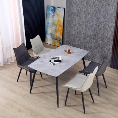 China Gold Ceramic Marble Stone Stainless Steel 6 Seater Dining Table Set/Modern Luxury Marble Table Top Dining Room Furniture for sale