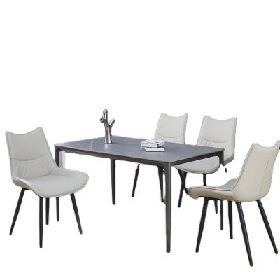 China stone/marble; Modern home metal furniture restaurant dining tables and chairs sets kitchen stone dining table set for 6 seater for sale