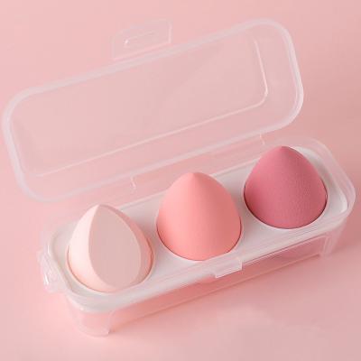 China Hydrophilic Polyurethane Beauty Round Water Drop Blast Cosmetic Mixing Box Black Latex Makeup Sponge for sale