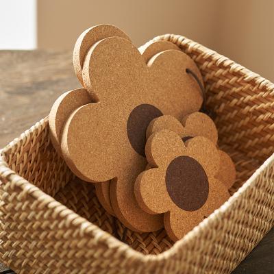 China Sustainable Flower Shape Beautiful Single Coaster Creative Durable Pot Mat Wooden Cup Placemat 3182 Heat Resistant for sale