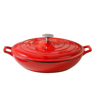 China Amazon Selling Cast Iron Enamel Casserole Cookware Sustainable Hot Soup and Stock Shallow Seafood Cooking Pot 1179 for sale