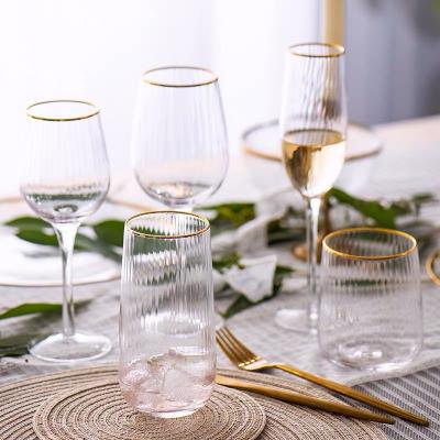 China Lead Free Red Wine Wedding Luxury Champagne Goblet Glass 1399 Crystal Custom Handmade Gold Rim Dinnerware for sale