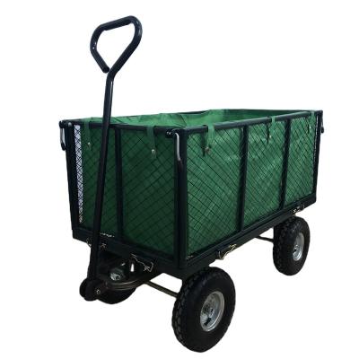 China Easy-Carry Folding Steel Mesh Garden Cart Utility Cart with Removable Sides and 10 Inch Wheels for sale