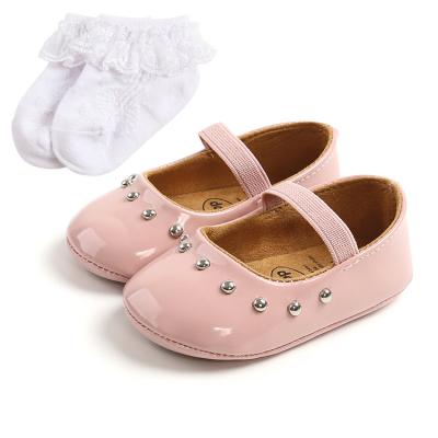 China Wholesale Soft Breathable Fashion Baby Shoes Beautiful Cute Leather Cheap Soft Princess Baby Shoes With Socks for sale