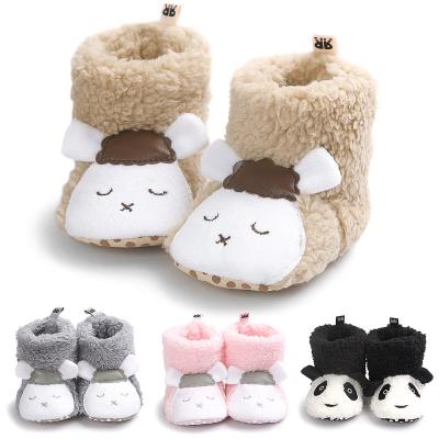 China Fashion Trend Winter Warm Cotton First Walker Baby Shoes Solid Color Hook and Loop Winter Snow Rejects Infant Baby Shoes for sale