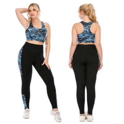 China Breathable Custom Print Plus Size Yoga Sets High Waist Activewear Women 2 Piece Workout Clothing for sale