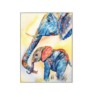 China American Hand-painted Modern Hallway Decoration Room Children's Oil Painting Style Hanging Animal Elephant Wall Painting for sale