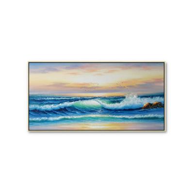 China Modern Hand Painted Landscape Oil Painting Sunrise Sea Oil Painting Living Room Hanging Painting for sale