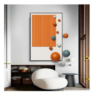 China New classic/postmodern stainless steel ball cloth art metal hotel room decoration hanging painting model craft decoration for sale