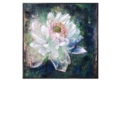 China Modern Hand Painted Modern Hand Painted Decorative Hallway Flower Oil Painting Lotus Paintings Lotus Paintings Light Luxury American Murals for sale