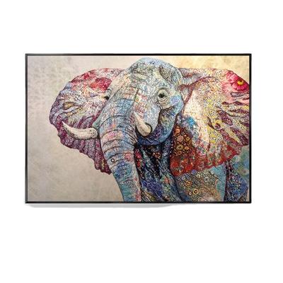 China Hand-painted Modern Decorative Horizontal Elephant Restaurant Dish Oil Painting Elephant Main Wall Painting Modern Painting for sale