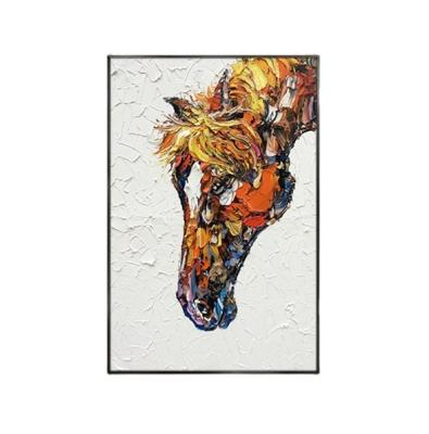 China Modern animal oil painting horse living room decoration painting graffiti hand-painted large hanging three-dimensional hallway for sale