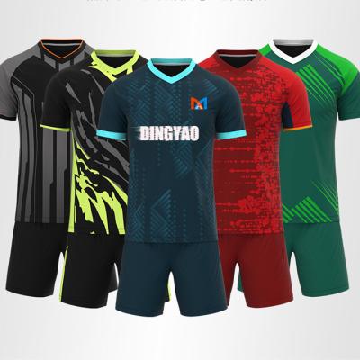 China Quick Dry Breathable Comfortable Latest fashion design  custom soccer jersey set mesh football jersey no logo soccer jersey for sale