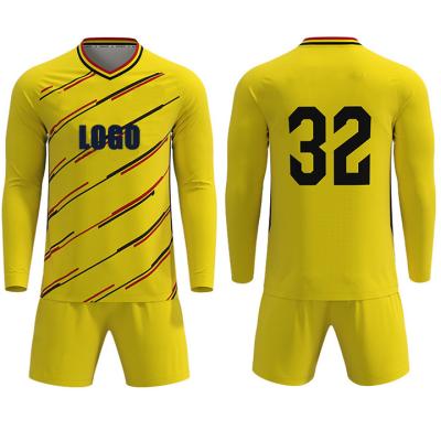 China Quick Dry Breathable Comfortable Manufacture long sleeve custom logo soccer uniform football blank polyester long sleeve soccer jerseys for sale