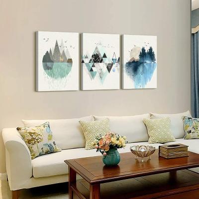 China Modern Aromatic Nest Art Abstract Wall Art Paintings Abstract Geometry Mountain Wall Pictures Artwork 3 Piece Wall Decor Canvas for sale