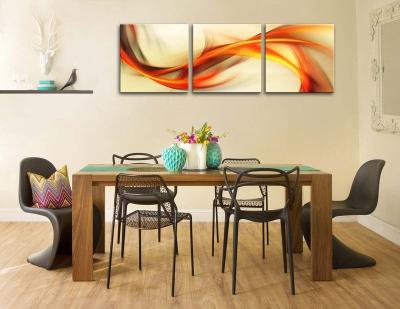 China Modern Aromatic Nest Art 3 Piece Canvas Print Wall Art Painting for Home Abstract Wavy Elegant Decor in Modern Orange Gold White for sale