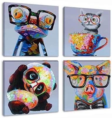 China Contemporary Art Classic Aromatic Cat Panda Happy Frog Wall Art Modern Animal Canvas Print Nest With Glasses Painting Artwork for sale