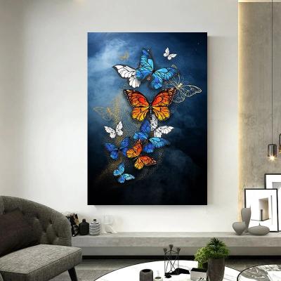 China Gold Home Flowers Nest Decoration Sets Accessories Butterfly Wall Art Canvas Print Plant Classic Aromatic Wall Decor for sale