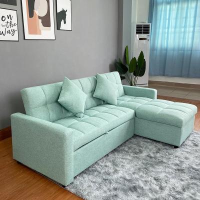 China (Size)Adjustable Modern Home Furniture Folding Storage Fabric Living Room Corner Sofa Bed for sale