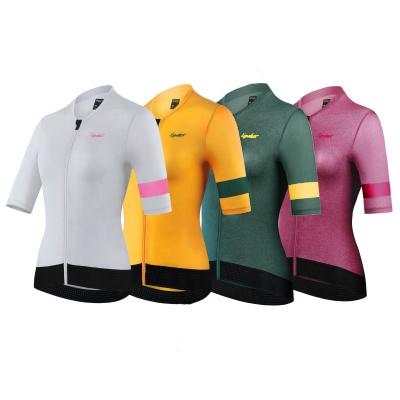 China Breathable Custom Clothing Ladies Cycling Shirts Top Outdoor Sports Women Cycling Jersey Cycling Clothes Orange Red Green for sale