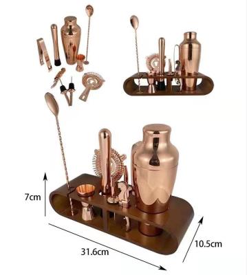 China Luxury Metal Custom Stainless Steel Copper Plating Cocktail Shaker Mixing Set for sale