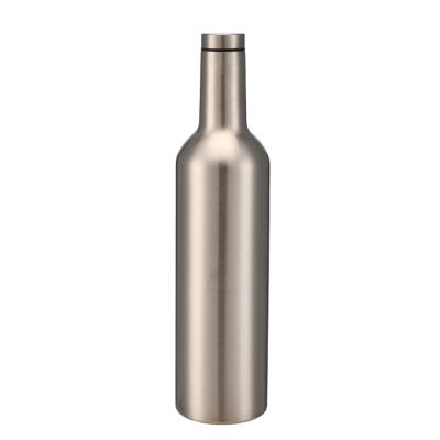 China Sports Wholesale 750ml Double Layer Stainless Steel Wine Bottle Shape Water Bottle for sale