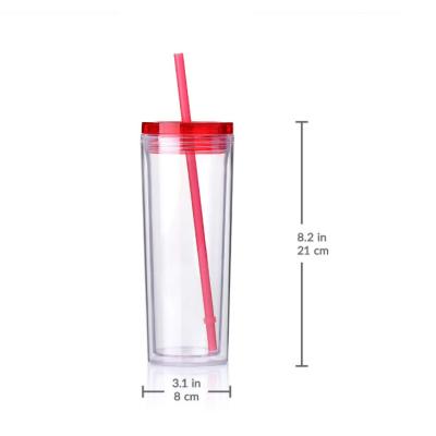 China Double Wall Cooler Double Layer Insulated Custom Plastic Double Wall Tumbler With Straw for sale