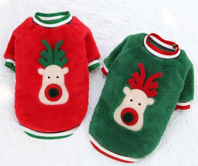 China 2021 Hot Sale Christmas Pet Velvet Pet Clothes Christmas Warm Coral Viable Outerwear Christmas Pet Coat for sale