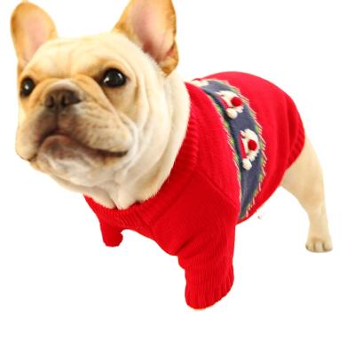 China 2021 Best Selling Popular Viable Christmas Pet Clothes Pet Clothes In The Red Autumn Winter Cat Dog Sweater for sale