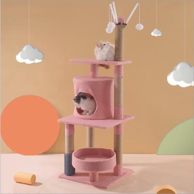 China Modern Cheap Large Cat Playhouse Pet House Scratcher Sustainable Climbing Luxurious Tower Cat Tree for sale