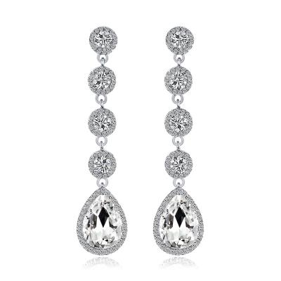 China RFJEWEL Vintage European and American drop fashion personality rhinestone temperament earrings bride earrings long for sale