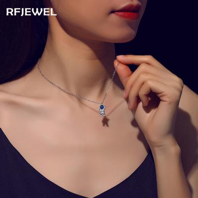 China 2021 RFJEWEL New Arrival 925 Cute Astronaut Necklace Silver Plated O Ring Chain Necklace For Lady for sale