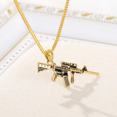 China RFJEWEL FASHIONABLE Jewelry Two Colors M4 Carbine Gun Shape Full Diamond Necklace Pendant for sale