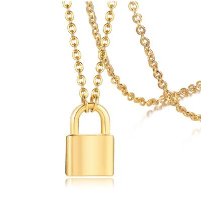 China RFJEWEL LOCK Necklace 18K Gold Stainless Steel Jewelry Wholesale Hot Sale Necklace For Women for sale