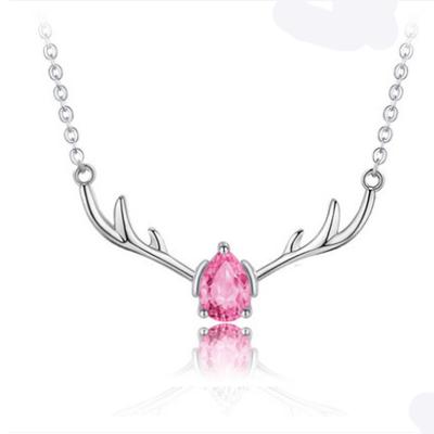 China RFJEWEL Fashion Trendy S925 Sterling Silver Deer Head Necklace Jewelry For Lady For Valentine's Day Gift for sale