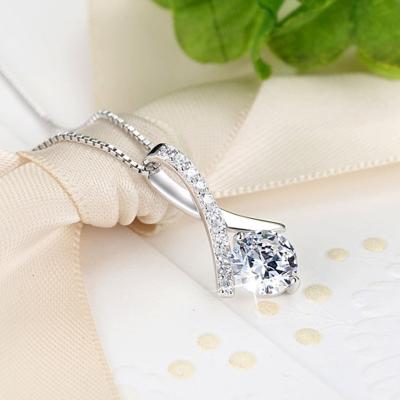 China RFJEWEL Fashion Trendy Sterling Silver Flower Word Diamond S925 Necklace Jewelry For Lady For Valentine's Day Gift for sale