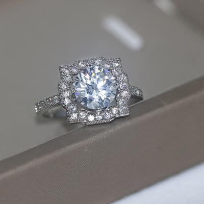 China Wholesale Hot Selling TRENDY RFJEWEL Etsy Large Zircons Silver Ring With Cubic Zirconia For Women's Gift for sale