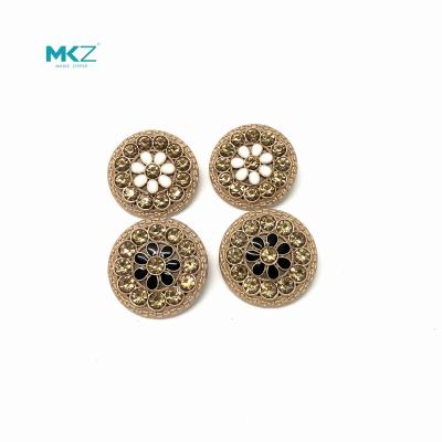 China Florete circular C19 elegante retro Diamond Buttons, botones del diamante artificial 40L para la ropa en venta