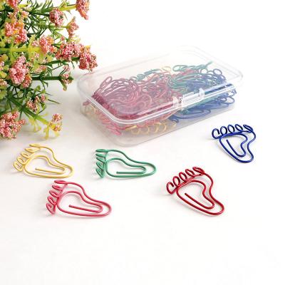 China Cool Style 5 Colors Foot Shaped Paper Clips Mixed Colors 100pcs Per Bag Cute Fancy Metal Cool Style Binder Clip for sale