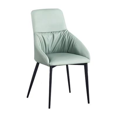 China French Modern Light Gray Leather Fashion Dining Chairs from Modern Classic with Metal Legs for sale