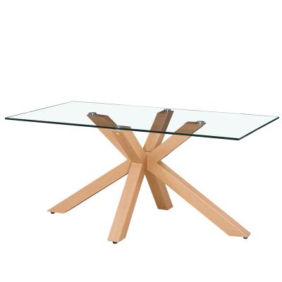 China New Arrival Modern Dining Room Furniture Restaurant Glass Top Dining Table Modern Dining Table for sale