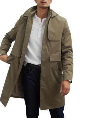 China latest design Anti-wrinkle casual overcoat anorak hoodie jacket coat with zipper trench coat men fall winter long trench coat for sale