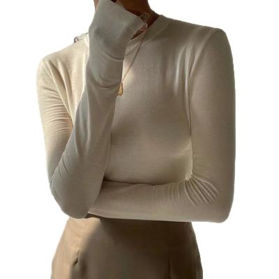 China Crew Neck Premium Quality Anti-Pilling Nightgowns White Fitted Fit White T-shirt o Based Simple Crop Top T-shirt Long Sleeve T-shirt Women for sale