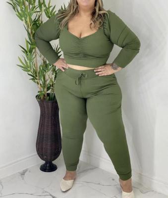 China Breathable Long Sleeves Casual Top Sweatpants Sweat Suits Women Plus Size Suits Two Piece Jogging Clothing for sale