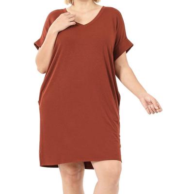 China Fat Women Streetwear Vacation Oversized Casual Dress Washable Plus Size Loose Casual Dress For Fat for sale