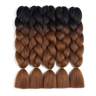 China Yaki Synthetic Afro Braiding Hair Extensions Braiding Hair High Temperature 2 Tone T1B/Dark Brown Color Synthetic Braiding Hair 1pcs Ombre Hair Extensions for sale