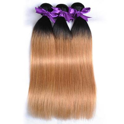 China Silky Straight Wave Colored Two Tone Hair Weave Bundles , Ombre Honey Blonde Brazilian Straight Hair Weave for sale