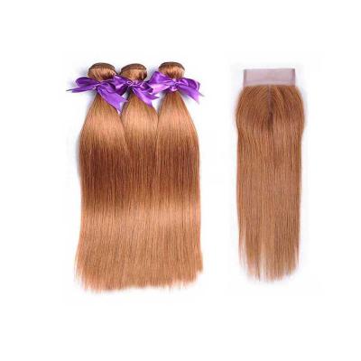 China Natural Wave Brazilian Virgin Hair Weave Bundles With Middle Closure #30 Auburn Hair Extensions for sale