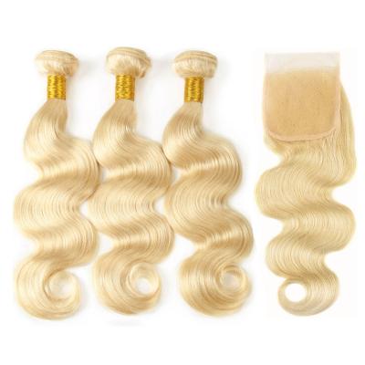 China Top Selling Natural Wave Blonde Hair Extensions , Cuticle Aligned Remy Brazilian Hair Color 613 Virgin Hair Unprocessed for sale